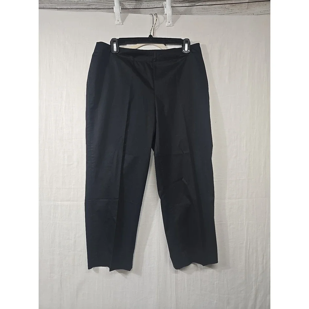 Talbots‎ Pants Women's 10P Black Straight Leg Classic Side Zip Cropped Stretch